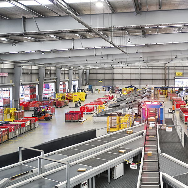 Parcels on conveyor belt