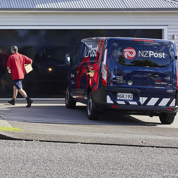 Courier delivering a parcel