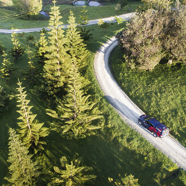 Birds eye view of NZ Post van driving