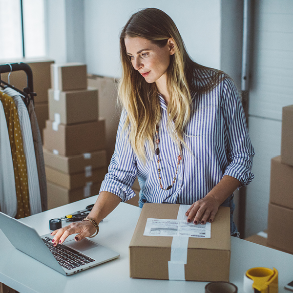 Woman packing orders