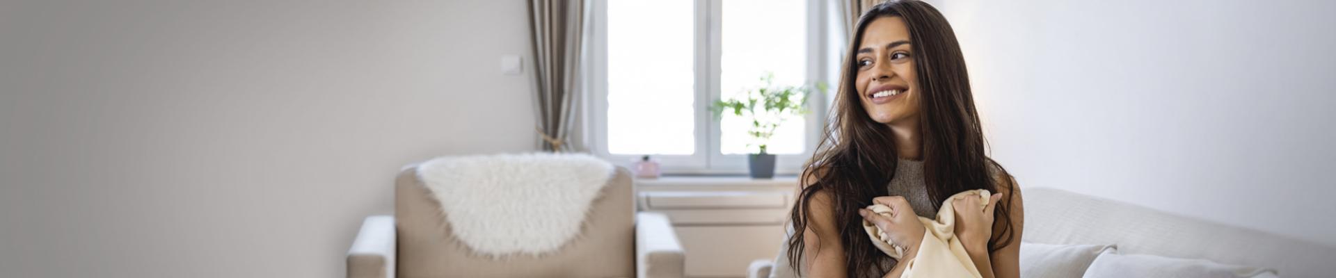 Girl on couch in lounge