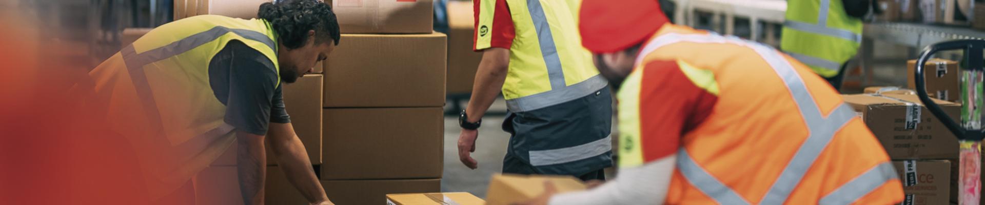 Couriers sorting parcels