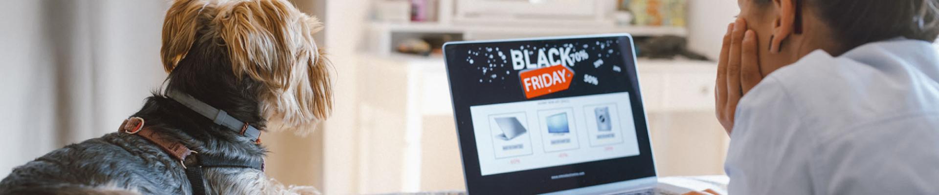 Woman looking at a 'Black Friday sale' on her laptop