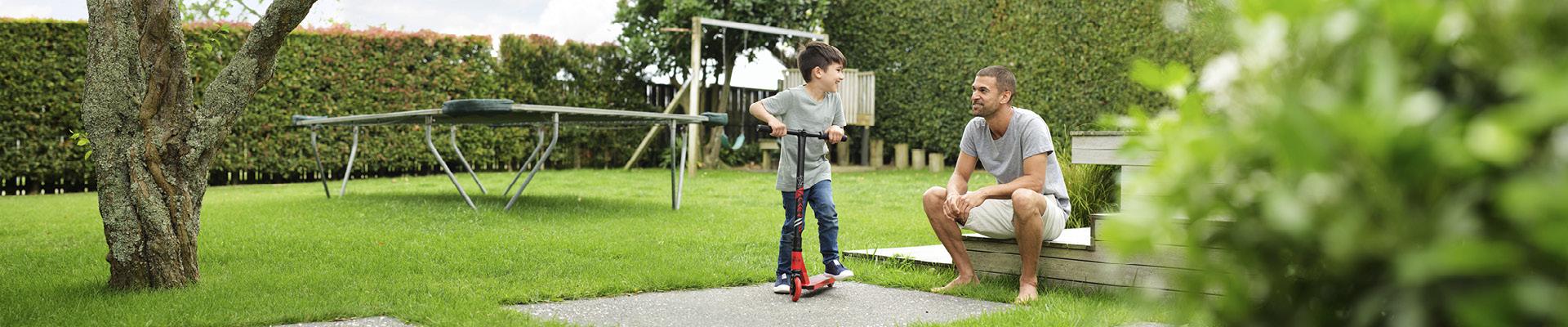 Man and Boy in garden