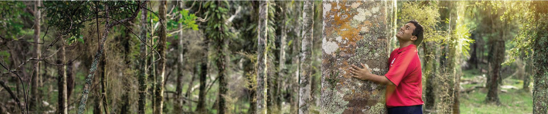 Man hugging a tree